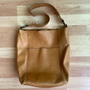 ABLE Mihiret Cognac Leather Bucket Shoulder Bag